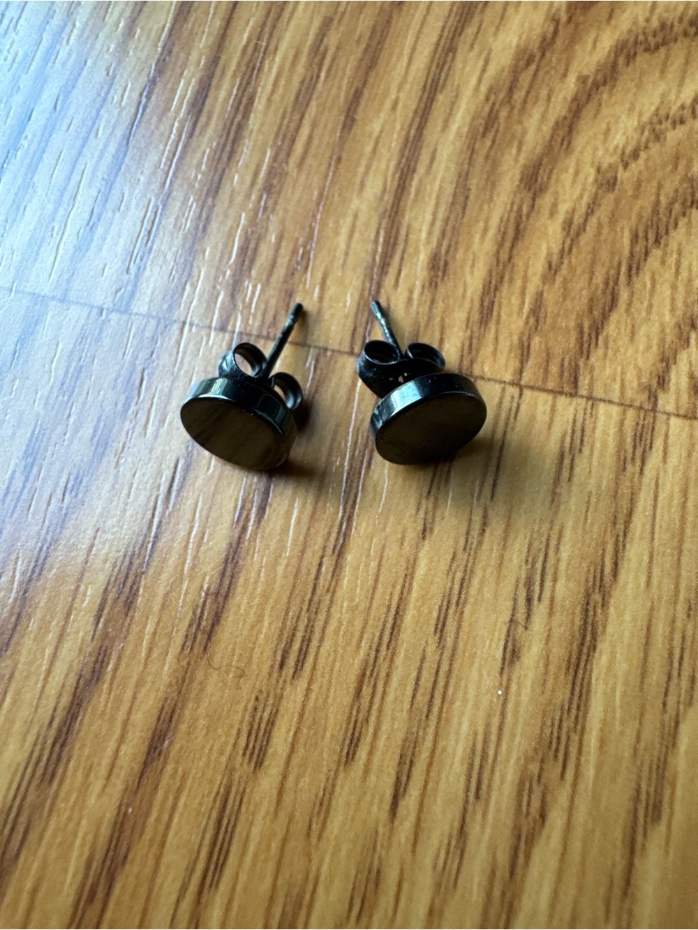 Black Round Stud Earrings